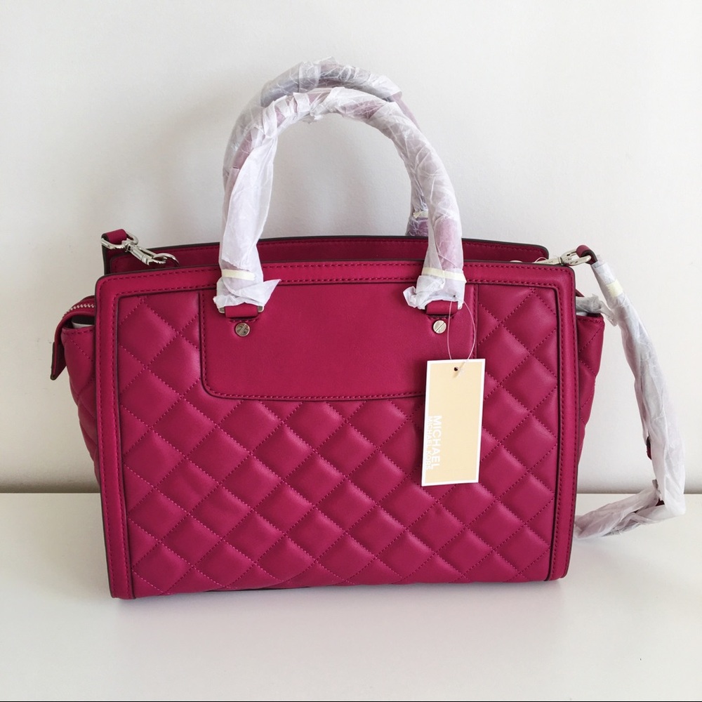 MICHAEL KORS Selma Zip Quilt Satchel Deep Pink - Picture 4 of 14